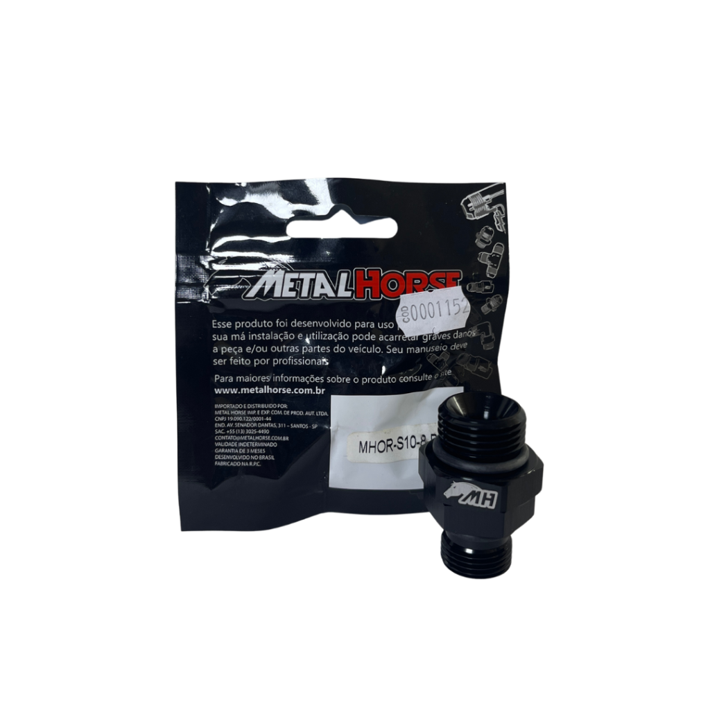 Adaptador Giratório Macho com O-ring 10AN x 8AN Macho Preto | Metal Horse
