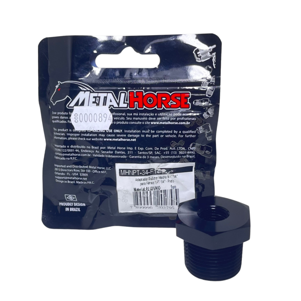 Adaptador Redutor Macho 3/4 X Fêmea 1/4 Preto Metal Horse