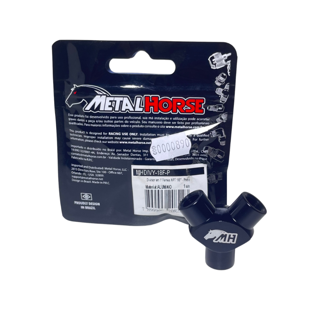 Divisor Em Y Fêmea 1/8 NPT Preto Metal Horse