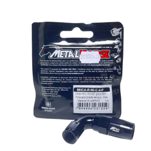 Corpo 4AN 90° Com Porca Para Aeroquip Preto Metal Horse