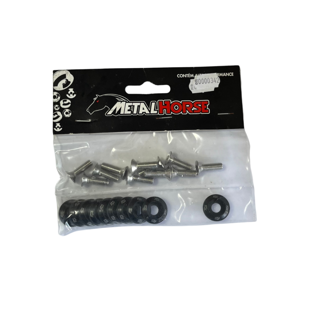 Kit Arruelas de Alumínio Aerodinâmica M6 Preto Metal Horse