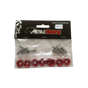 Kit Arruelas de Acabamento M6 Alumínio Vermelho Metal Horse