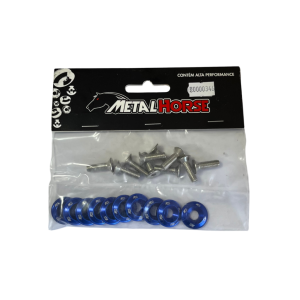 Kit Arruelas Aerodinâmicas M6 Em Alumínio Azul Metal Horse
