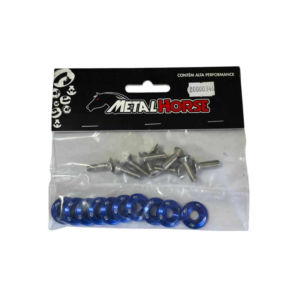 Kit Arruelas Aerodinâmicas M6 Em Alumínio Azul Metal Horse
