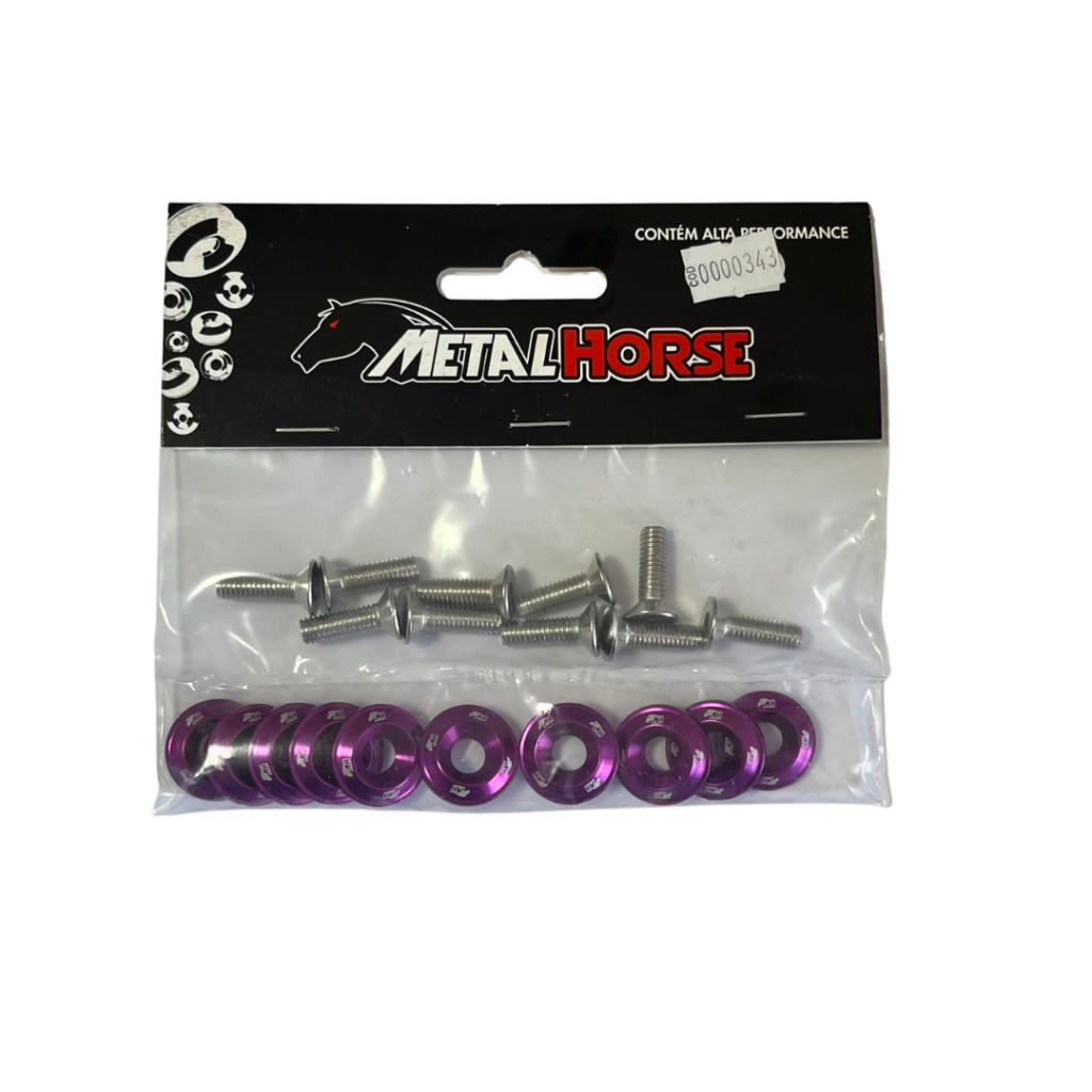 Kit Arruelas Aerodinâmicas M6 Em Alumínio Roxo Metal Horse